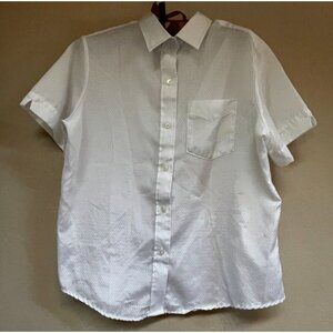 Cobble Lane Shirt Makers Womens 14P White Button Down Short Sleeve Shirt Casual